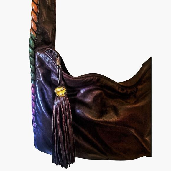 Vintage Sura Boho Chocolate Brown Leather Shoulder Bag - Picture 4 of 11